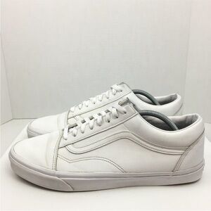 Vans Men's Old Skool Leather White Lace Up Shoes Size 13